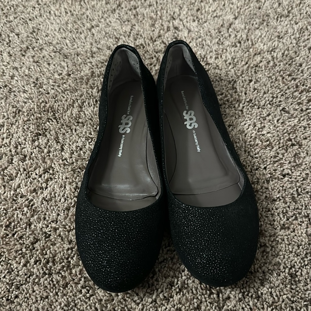 SAS pebbled leather flats genuine leather made in Italy